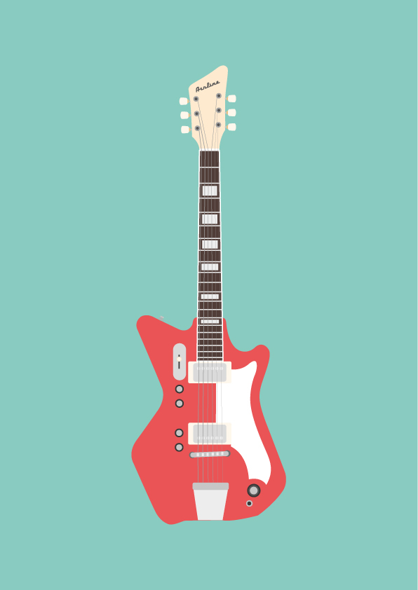 guitar White Stripes Illustrator flat color