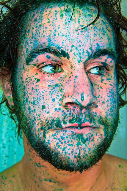 paint face wet water colour color food coloring SHOWER Colourful  portrait