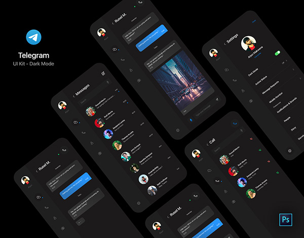 Telegram Messenger App - Dark Mode