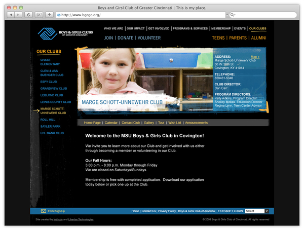 Boys and Girls Club Content Management System