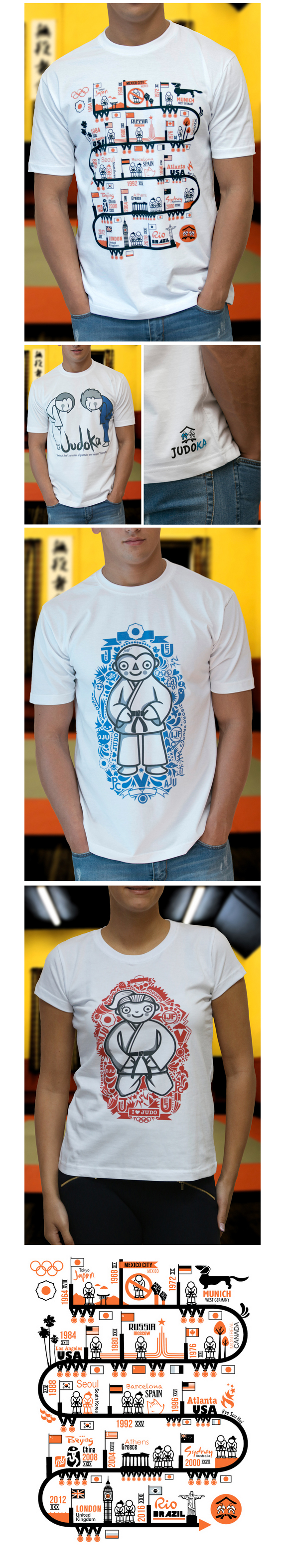 Judo Judoka   characters wotto detailed timeline infographic Olympics history t-shirts logo
