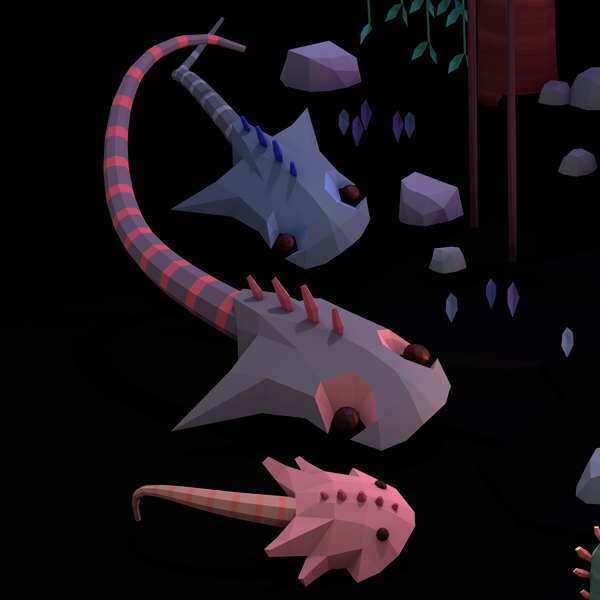 3D low-poly low-polygon adventure survival monsters world-building game-inspired