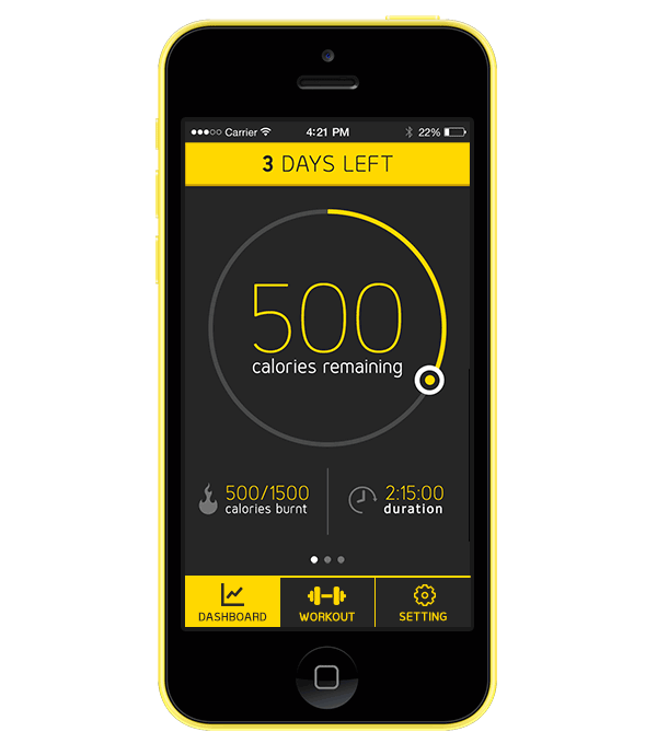 mobile iphone app workout exercise portfolio flat yellow design