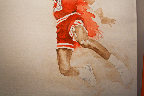 jordan basket-ball bulls NBA jump DUNK ball poster watercolor