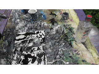 Fluid Painting art abstraction black and white paint