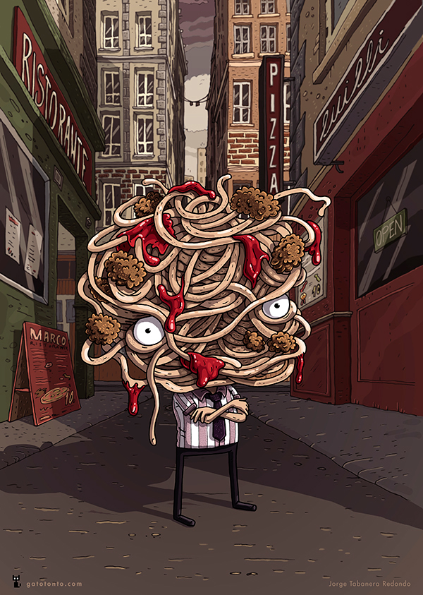 Little Italy Pizza Food  ilustracion spain gatotonto night city lights lights New York