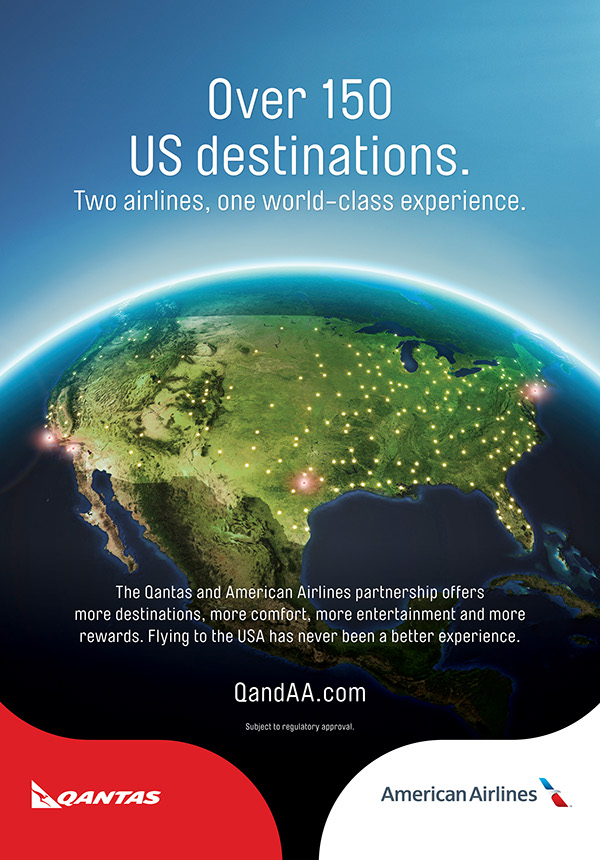 qantas airline American Airlines partnership plane 3D 3D Modelling globe world united states
