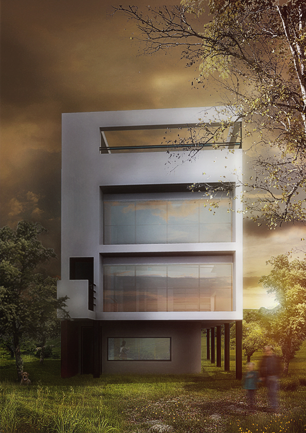 Le Corbusier Citrohan house Architecture Visualization Artlantis photoshop