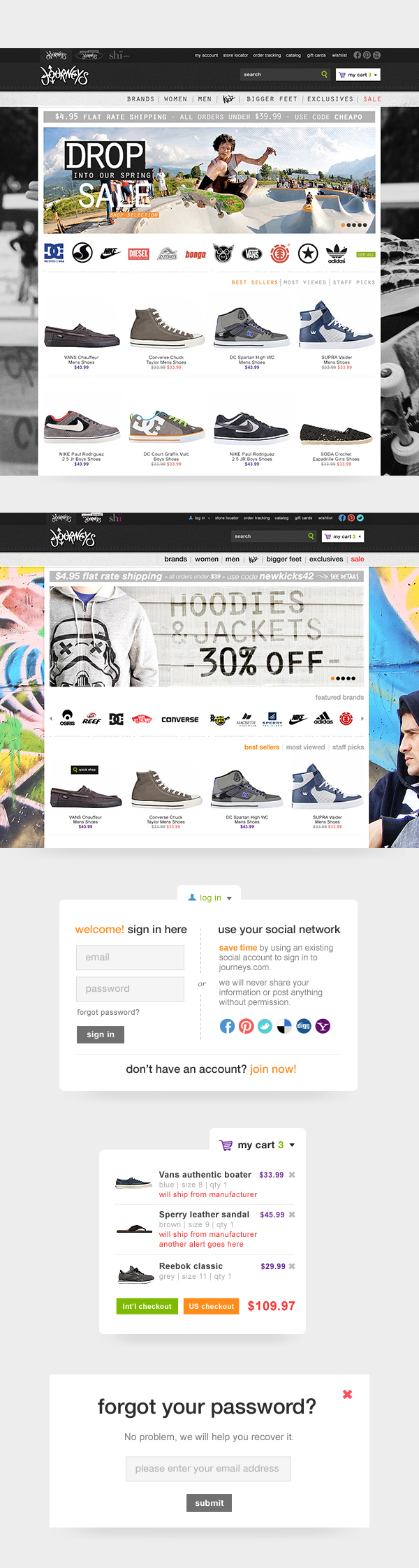 Ecommerce mobile webstore Retail footwear journeys store re-design