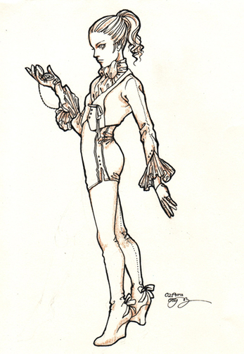 sketch pen pencil horse girl suit
