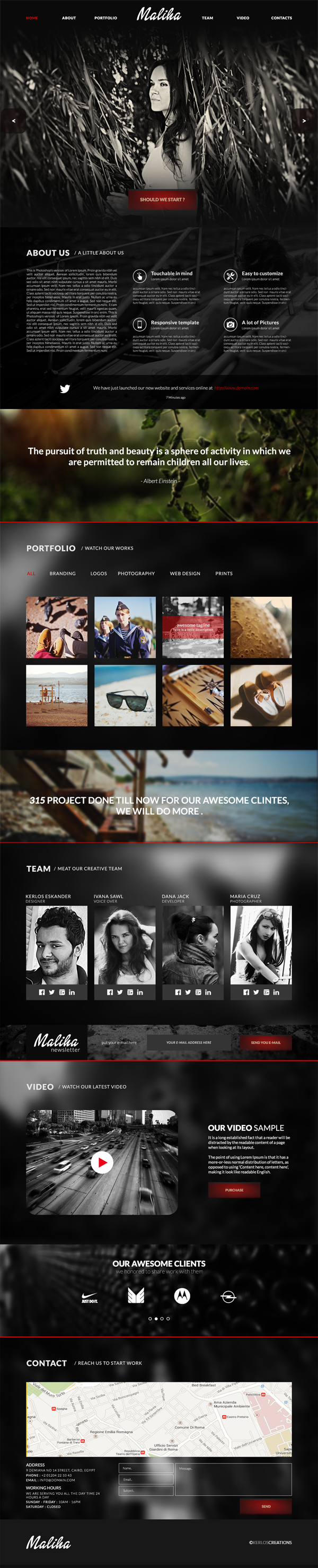 psd template creative design One Page photoshop Web site