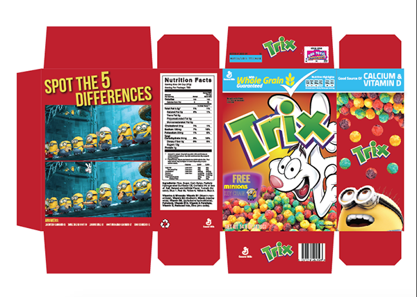 package Cereal box product Trix Project design.