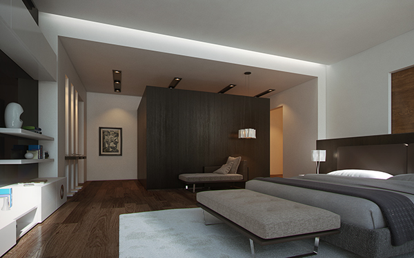 Master bedroom modern White parquet wood gray mimar