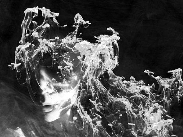 smoke water black and white portrait face