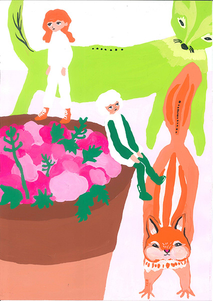 Drawing  artwork ILLUSTRATION  squirrel rabbit colorful Illustrator visual identity painting   animalillustration