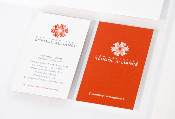 SFSA San Francisco School Alliance identity business system logo business card letterhead envelope Stationery  mosaic  flower  non-profit  education