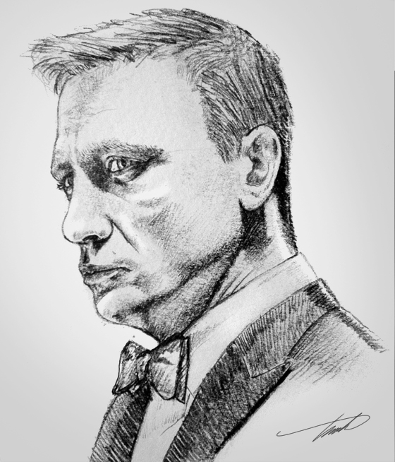 007 daniel craig sketching