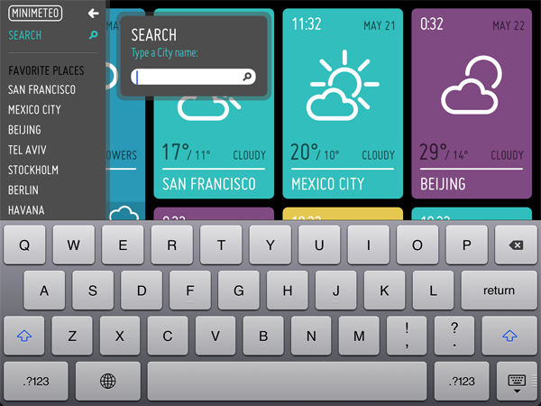 iPad  app UI  GUI  interface  weather development  interaction ios  Icons  pictograms  apple iphone Minimalism