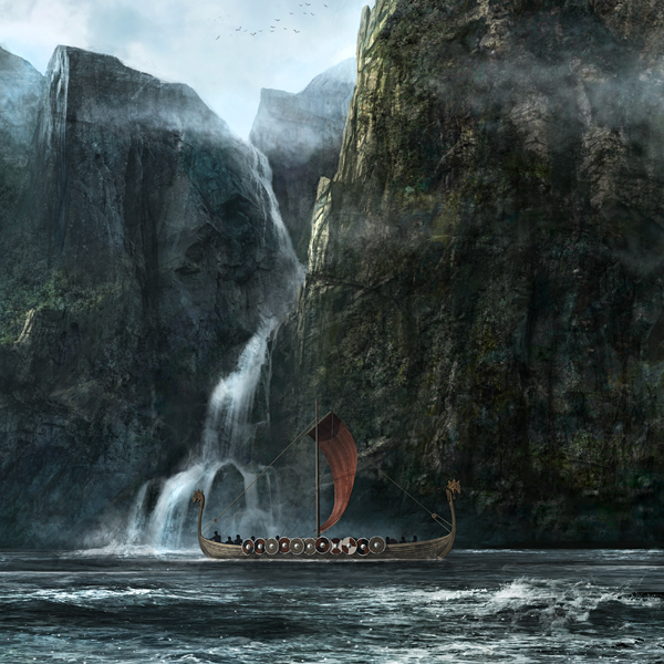 longboat viking boat ship 3D concept art nordic