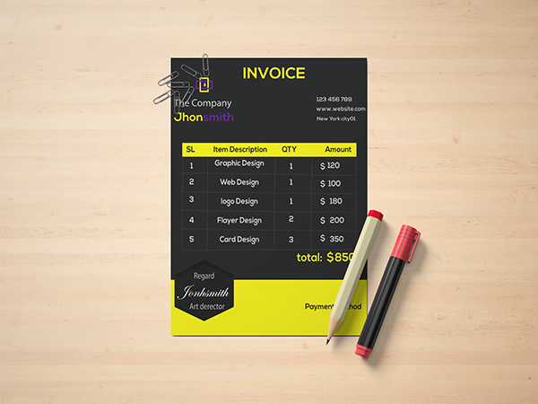 Invoice Design With Mockup