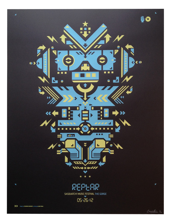 gig  Concert poster Character design graphic for sale robot  retro geometric