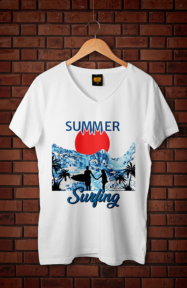 Summer Surfing T-Shirt Design