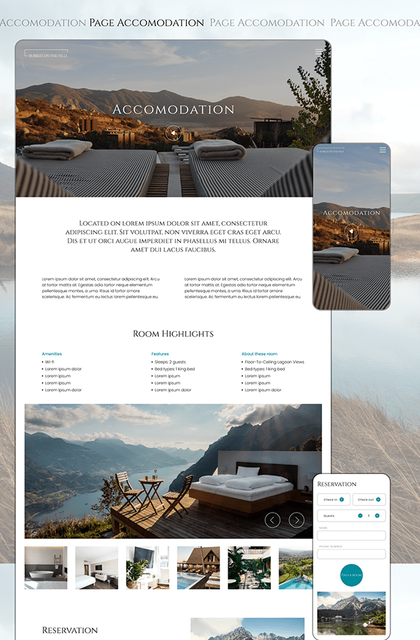 Website for hotel in the mountains