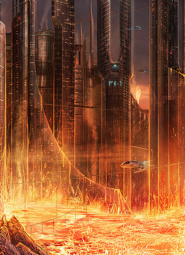 slashthree lava city future science fiction magma mars night Space  galaxy burn Hot cold stars fire