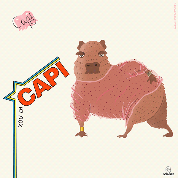 A Capybaraand his friend.  Capivara desenho, Animais brasileiros,  Capivara