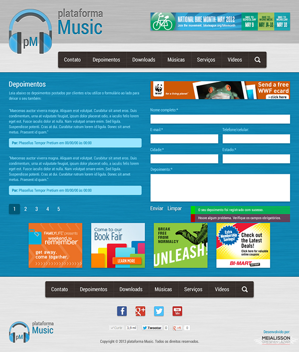 plataforma Music Ariquemes Rondônia Brazil Brasil logo Logotipo site interface Interface