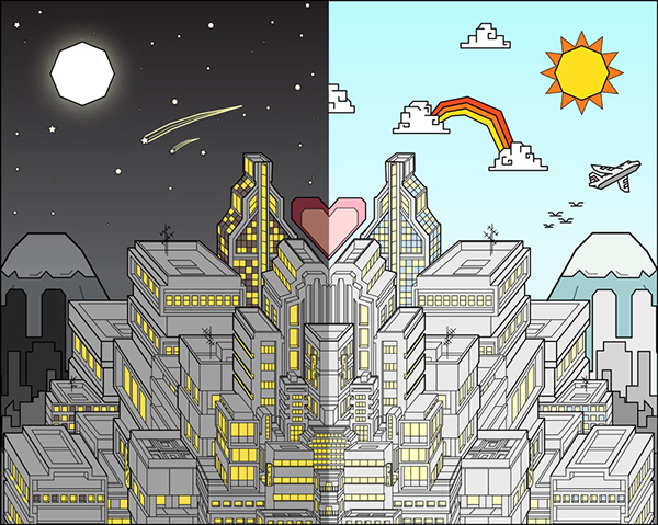 city buildings night Day vector Illustrator