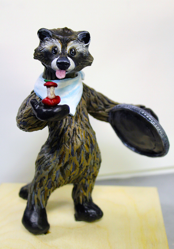 3D sculpture sculpey raccoon apple 3d design acrylic