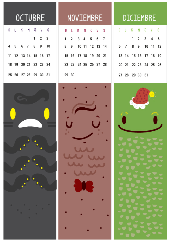 calendar monster vector newyear bookmarks cute wallcalendar print wacom costarica wallpaper