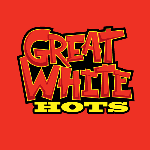Great White Hots Hot Dogs shark logo type Apparel Design graphic arts identity cart hot dog stand tumbler frisbee characters
