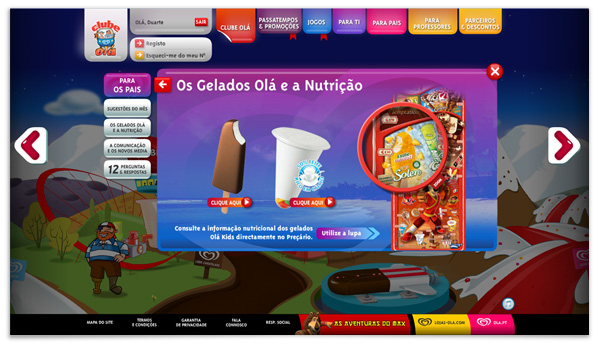 Clube Olá  ice-cream kids website Unilever