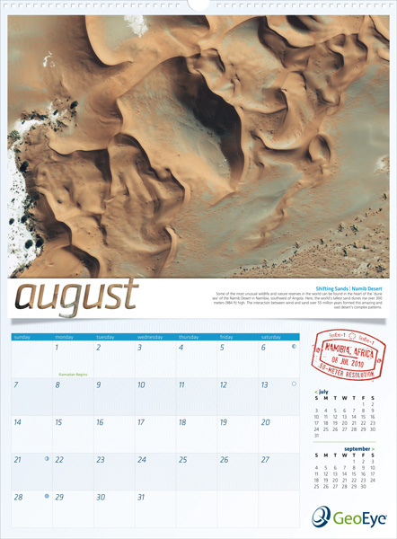 calendar  layout satellite imagery