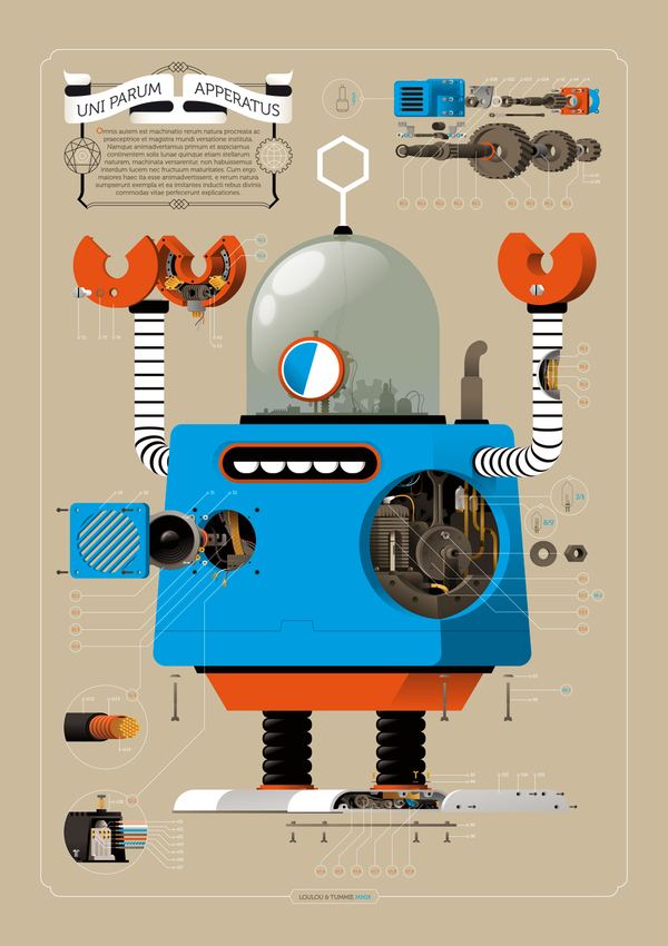 robot technical vector Character machine Loulou & Tummie