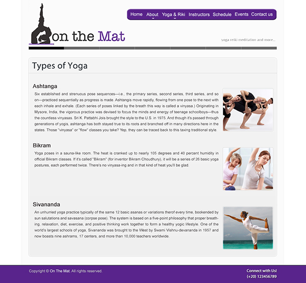 yoga studio shadi kamal kandil Website Design website development ui design Ui Development Layout slicing