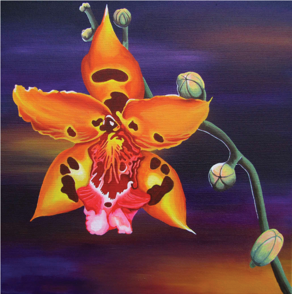 Nature flower paintings orchids Triptych