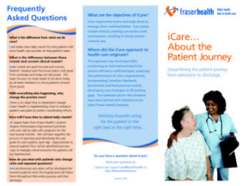 Fraser Health fh internal communications Icare Streamling patients healthcare healthcare communications