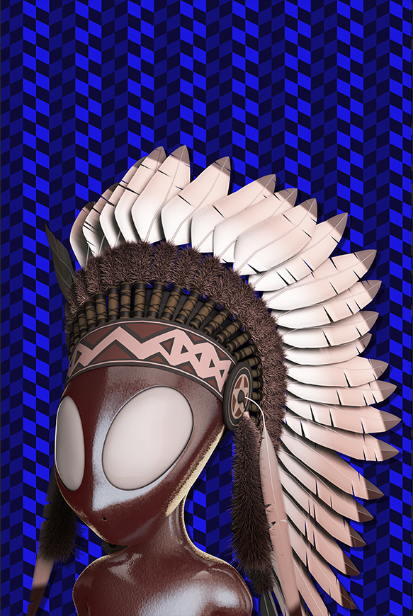 alien UFO poster texture pattern illution effect 3D Render modeling aboriginal aborigen