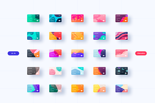 100 Financial Virtual Design Cards - PSD & XD