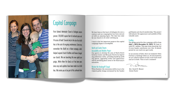 Capital campaign church nonprofit brochure magazine print logo