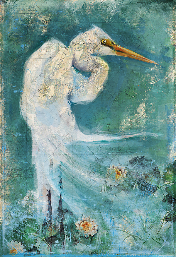 art licensing egret bird nautical coastal Anthony Morrow