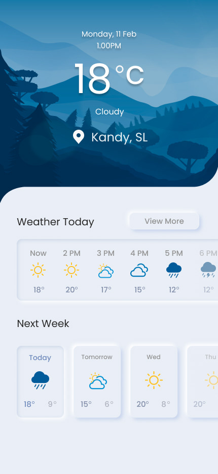 UI/UX ui design UI Figma user interface Mobile app weather weather app weather app design neumorphism