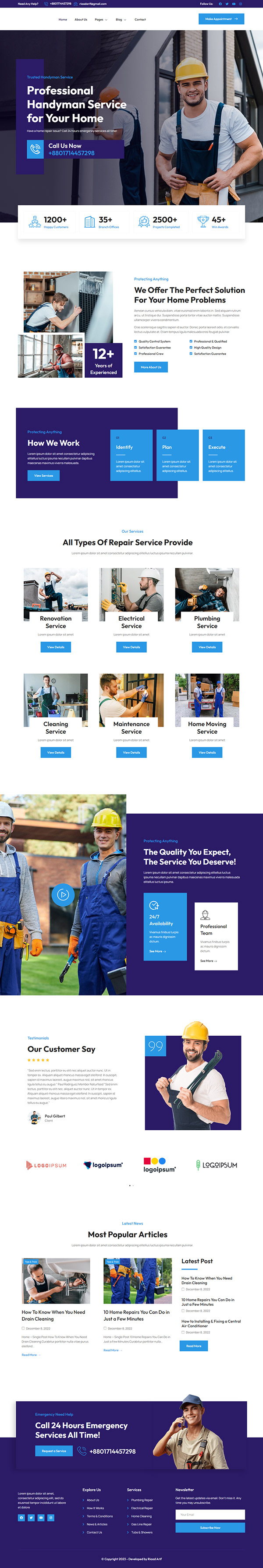 Handyman Services WordPress Website | Web Design