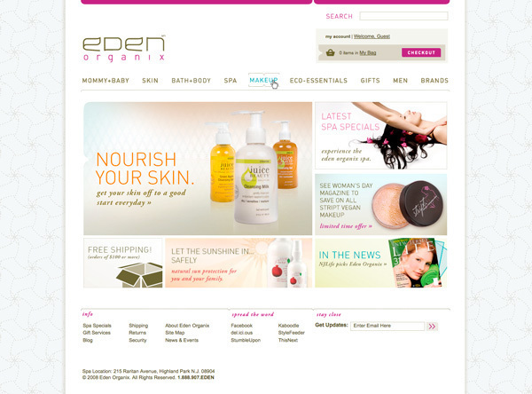 beauty Organic Products Sustainability natural Ecommerce Spa ID System pattern Website