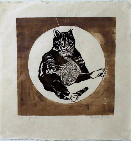 printmaking prints etching relief lithography SCAD Student work for sale art artwork Editions Cat kitties