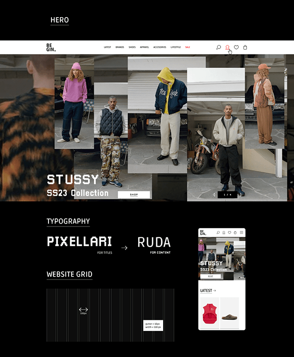Begin Streetwear Shop E-commerce UX/UI Design