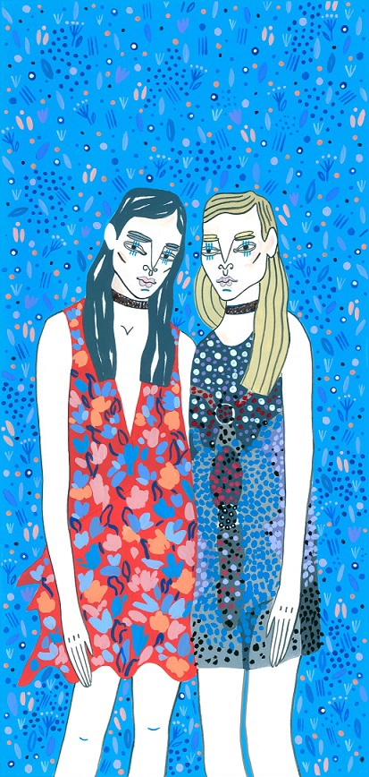 art fashionillustration draw girl portrait blue drawingpeople editorial magazine look acrilyc Gouche